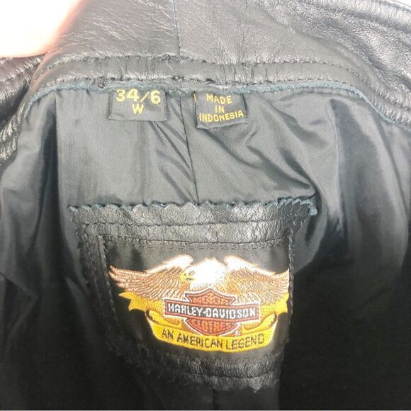 HARLEY DAVIDSON | Straight Leg Black Leather Pants Studded Women’s Size 6 / 34 - Picture 8 of 12